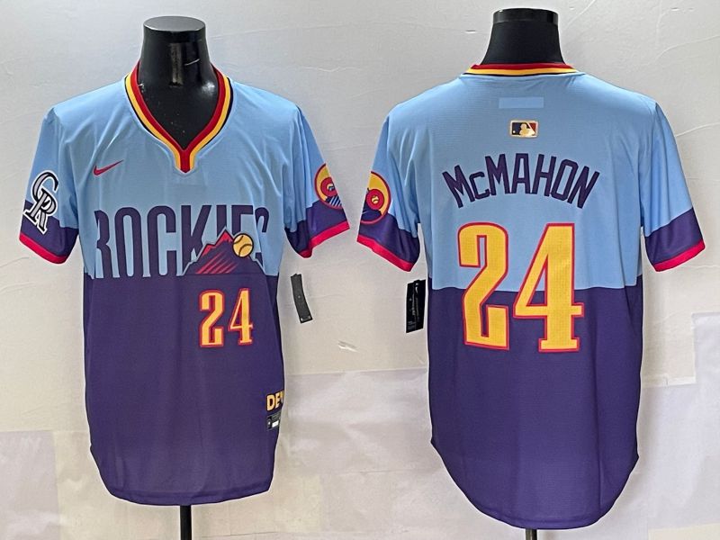 Men Colorado Rockies #24 Mcmahon Purple blue Joint Name 2025 Nike MLB Jersey style 3->colorado rockies->MLB Jersey